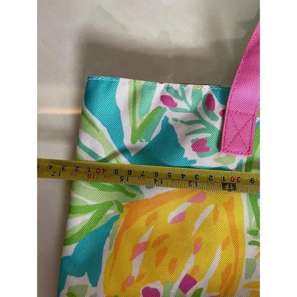 Lilly Pulitzer For Estee Lauder Lemon Print Tote Bag Floral Yellow Green Blue - Picture 6 of 8